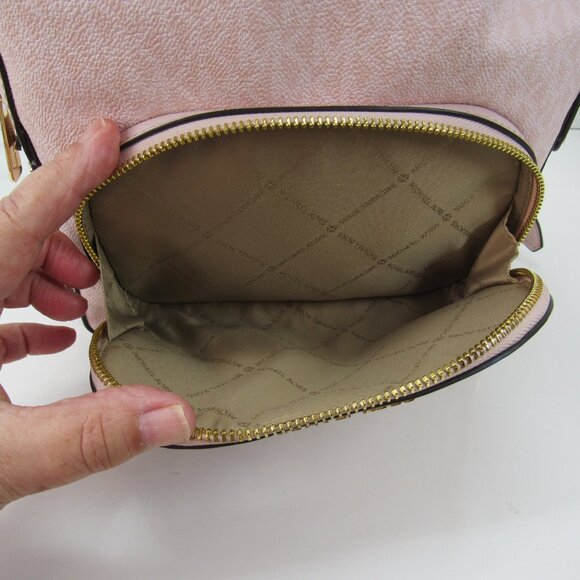 Michael Kors Pink Small Pebbled Leather Backpack Zipper Accents Multi Pockets - Picture 5 of 10
